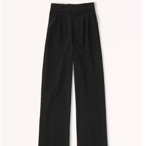 Abercrombie & Fitch Wide Leg Tailored Trousers - Black - Medium